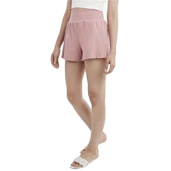 BCBGeneration Womens Rib Knit Short size Small Pull On Elastic Waist Mauve Pink - Picture 2 of 12